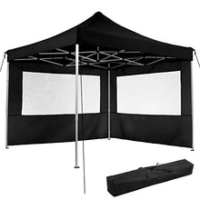 TecTake 800685 Gazebo Richiudibile 3x3 m Pieghevole a Fisarmonica, Alluminio, 100% Impermeabile, con 2 Parti Laterali, Picchetti e Sacca - Diversi Colori – (Nero | No. 403149)