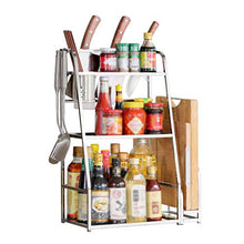 &ripiano di stoccaggio Scaffale di stoccaggio della cucina, tagliere del supporto della bottiglia di condimento Scaffale di stoccaggio dei rifornimenti della cucina dell'acciaio inossidabile -3 piani