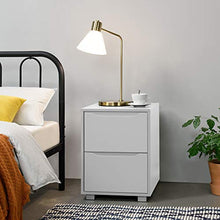 [en.casa] Comodino da Notte a 2 Cassetti 53,5 x 40 x 48 cm Cassettiera e Portaoggetti Capiente Mobile da Divano/Letto in Design Moderno - Bianco