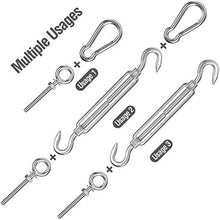 Kit di Fissaggio e Installazione 10PCS Heavy Duty Kit Fissaggio Tenda a Vela, Kit Fissaggio per Vela da Sole, Kit Fissaggio per Vela da Giardino per Triangolo Rettangolo, Tenda Parasole di Fissaggio