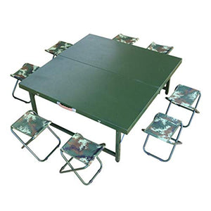 Set Tavolo e Sedia da Esterno Set da Tavolo e Sedia da Campeggio all'aperto, Tavolo e Sedia da 110 * 110 cm in Acciaio Pieghevole per Esterni, Tavolo in Acciaio Portatile da Picnic all'aperto