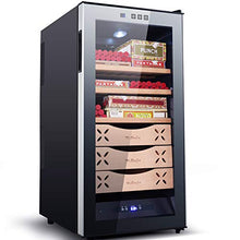 FJNS 78 Sigari Humidor - Termoelettrico, Porta in Vetro, Refrigerazione Dual-Core più Fredda, Cassetto per mensole in Cedro Spagnolo 300-400 capacità del Sigaro, Nero,78lshelf