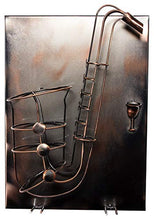 BRUBAKER portabottiglie vino sassofono - Wall Art picture metal - con 2 portabicchieri - incluso biglietto di auguri per regalo vino