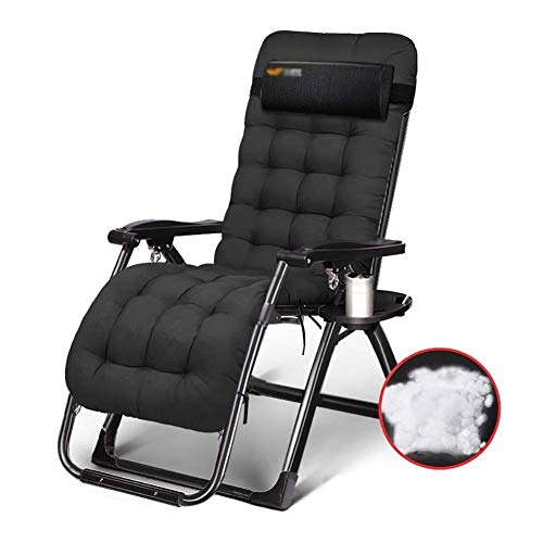 Hfyg Lettino Prendisole Zero Sdraio, gravità Zero Sdraio reclinabile Pieghevole Portatile da Campeggio Spiaggia Sedia da Campeggio con Cuscini Chaise Longue (Color : Black)