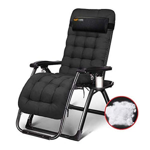 Hfyg Lettino Prendisole Zero Sdraio, gravità Zero Sdraio reclinabile Pieghevole Portatile da Campeggio Spiaggia Sedia da Campeggio con Cuscini Chaise Longue (Color : Black)