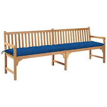 vidaXL Panca da Giardino con Cuscino Blu 240 cm in Massello di Teak