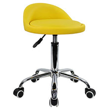 KKTONER Sgabello Rotondo in Pelle PU con Schienale Regolabile Regolabile in Altezza Sedia da Lavoro Girevole con Ruote Spa (Giallo)