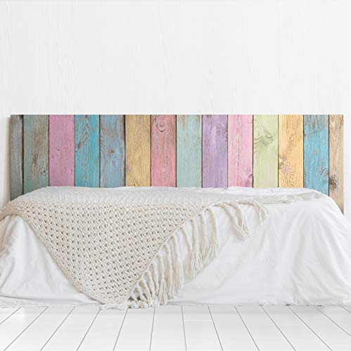 MEGADECOR Testiera per letto in PVC, decorativa, economica, struttura in legno, assi verticali di colori invecchiati, varie misure (200 cm x 60 cm)