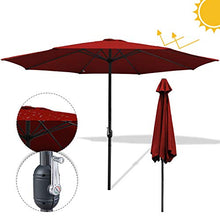 Hengda 300 cm Ombrellone Parasole Protezione Solare UV30+ Struttura in Acciaio con manovella 38 mm Parasole da Esterno Ombrello da Spiaggia Bar Giardino Mare Piscina-Rosso