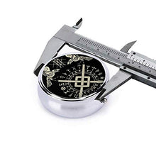 Portapillole a 3 scomparti per Odin's Raven Huginn e Muninn scandinavo Rune Tattoo Luxury Kit da viaggio in metallo rotondo argento pulsante pillola dispenser vitamine olio di pesce integratori