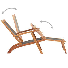 vidaXL Legno Massello di Acacia Lettino Prendisole in Textilene Elegante Rustico con Braccioli Ergonomico Sedia a Sdraio Poltroncina Nero
