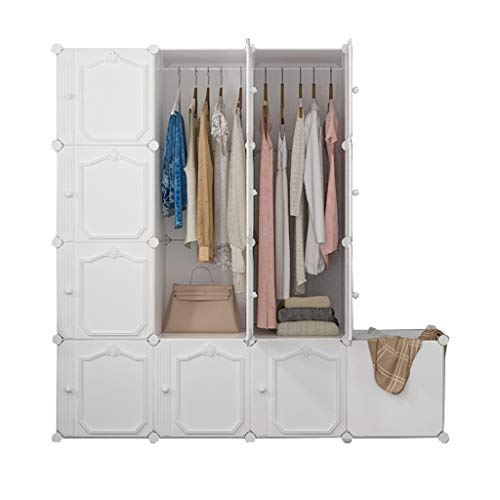 Locker 12-Portello dell'Armadio Armadio Sporchi Abbigliamento Benna 2-Hanging di Plastica 6-Gitter Scaffali Abbigliamento Home Camera Bianco 147X47X147CM MUMUJIN
