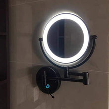 ZJBB Specchio Trucco da Parete con Luce LED Regolabile, Specchio Ingranditore da Bagno Bilaterale 1X/10X, 360° Girevole e Estensibile Specchio da Barba, Specchio Cosmetico Illuminato