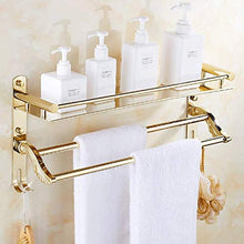 Portasciugamani Mensola in Oro in Stile Europeo Bagno in Acciaio Inox 304 Mensola portasciugamani Multifunzione a Doppio Strato monostrato (Size : 40cm)