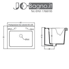 Elle emme Ci Lavatoio Ceramica 60x50 Tutta Vasca in Ceramica Bianca con tavola in Legno sifone e piletta