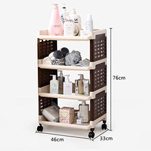 LYM &ripiano di stoccaggio Scaffalature Home Soggiorno Camera da Letto Bagno 4 Strati con scaffalatura di Finitura Ruote Scaffale di Finitura