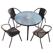 Aimir Set di Mobili da Giardino per Esterni, 5 Pezzi Sedia da Giardino in Rattan Set Componibile in Ferro Battuto Set da Conversazione da Giardino in Stile Moderno per Tutte Le Stagioni