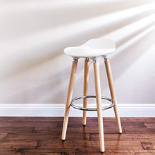 SONGMICS 2 x Sgabello da Bar con Gambe in Legno Sedile in ABS Sedia Alta Cucina Altezza di 73 cm Bianco LJB20W