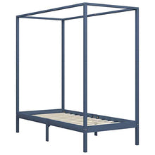 Lasamot Struttura Letto in Legno di Pino con 2 cassetti, Struttura a baldacchino per zanzariera, Staffa per Montante, Adatta per Materasso 90x200 cm (Materasso Non Incluso), Grigio