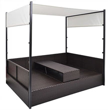 Tidyard Lettino da Giardino Tettuccio Marrone 190x130 cm in Polyrattan, Sedie a Sdraio da Giardino, Lettino da Esterno, Lettino Prendisole