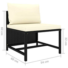 Tidyard Set 4 pz Divani da Giardino Esterno Modulari a 4 Posti in Polyrattan Nero con Cuscini,Divani Modulari,Divani da Giardino Rattan,Divano 4 Posti,Divani Modulari da Esterno