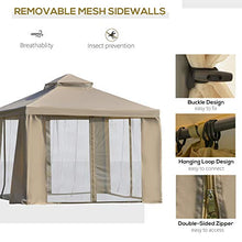 Outsunny Gazebo da Giardino 3x3m in Metallo con Zanzariera e Tetto a 2 Livelli in Poliestere Cachi