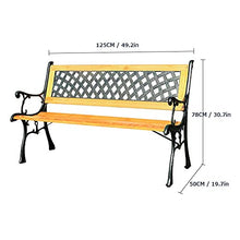 Panchine Park Garden Terrace Panchina da Esterno, Panchine da Salotto Resistenti alle intemperie con Struttura in ghisa e Legno massello anticorrosivo, Panchina da Cortile a 2-3 posti con braccioli