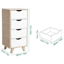 Attrezzatura Armadio portaoggetti Wghz Cassetto in Legno Comò Armadio da Terra Comodino Moderno Tavolo Divano con 4 cassetti per Bagno Cucina Soggiorno Home Office Bianco 14x13x31 Pollici (4 Ripiani)