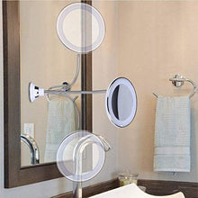 Specchio cosmetico illuminato con ingrandimento 10x, rotazione a 360°, specchio da barba con ventosa e collo di cigno flessibile