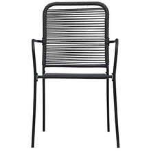 Qnotici 7 Parti Set da Pranzo da Giardino Gruppo di sedute Mobili da Giardino Tavolo da Giardino Set da Giardino Mobili da Balcone Corda di Cotone e Acciaio Nero - Tavolo 190 x 90 x 74 cm