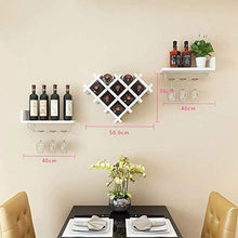 COLiJOL Portabottiglie da Vino a Forma Di Cuore a Parete Diamante Monostrato Color Noce 50,9 * 40 * 36 cm,Bianca,50,9 * 40 * 36 cm