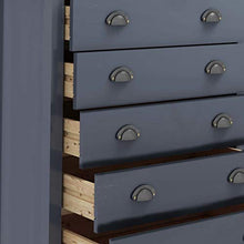 Ausla - Mobiletto con 5 cassetti, cassettiera bianca in legno di pino massiccio, per soggiorno, ingresso e camera da letto, 79 x 40 x 96,5 cm, grigio e marrone miele