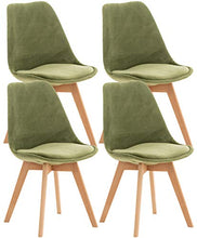 CLP Set 4 Sedie Pranzo Imbottite Linares In Plastica E Similpelle I Stoffa I Velluto I Sedie Scandinave Design Tulip Telaio In Legno, Colore:verde chiaro, Materiale:Velluto