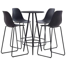 Tidyard Set 5 pz da Bar, Set Tavolino Bar, Set di Mobili per Cucina, Set di Mobili da Balcone, Set Bar per la Casa, Set Tavolo e 4 Sedie da Bar Alti, in Plastica Nero