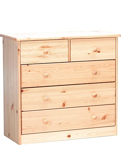 Erst-Holz Design Semplice per Cassettiera-credenza con 5 cassetti in Pino massello 90.50-12S