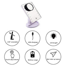 OMLTER Desktop Specchio Trucco con Luci, Indipendente Vanity Mirror con 180° Girevole E Staccabile 10x Ingrandimento Specchio, Unico Lato Bellezza Specchio per Trucco E Rasatura
