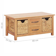 vidaXL Massello di Rovere Credenza con 2 Cassetti 2 Cestelli Rimovibili Telaio Robusto Rustica Cassettiera Mobiletto in Giacinto d'Acqua