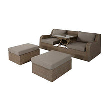 Gartentraum Divano da Giardino Individuale con Sgabello e Tavolo - Seduta Poan/Taupe