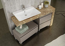 Dafne Italian Design Mobile da bagno Veletta legno natural c/lavabo - Misura: L.135 P.50 cm - Laccato Canapa Opaco e Massello di Abete - Top in legno Massello di Abete, lavabo in ceramica