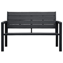 vidaXL Panchina da Giardino Aspetto Legno Leggera Robusta Elegante Rustica Panca Esterno 120 cm in Plastica HDPE Grigia Telaio Acciaio