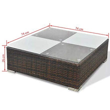 GOTOTOP Set Divani da Giardino Polyrattan Marrone | 2 divani angolare + 1 Divano Centrale + 1 ottomano + 1 tavolino da tè + 4 Cuscini da Seduta + 5 Cuscini da Schienale