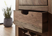 MASSIVMOEBEL24.DE Nature Grey #51 Portabottiglie in Legno di sheesham - Oliato/Grigio 50x36x180