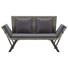 vidaXL Panchina da Giardino con Cuscini Imbottiti e Braccioli Rustica Robusta Elegante Panca Arredi da Esterno 176 cm in Polyrattan Grigio
