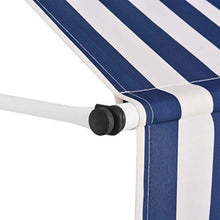 Tidyard Tenda da Sole Retrattile Manuale, Tenda da Balcone 100 cm a Strisce Blu e Bianche