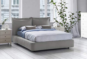 Talamo Italia Letto contenitore Matrimoniale Vittoria, Made in Italy, Testata e rivestimento in tessuto, Apertura frontale, adatto per materasso 160x190 cm, Grigio