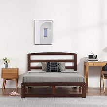 Fgasad - Struttura letto in legno di pino massiccio marrone con rete a doghe e testiera, adatta per materassi matrimoniali 206 x 157 cm, con piattaforma in legno per adulti e bambini