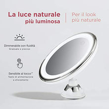 Fancii Specchio Ingranditore 10x per Trucco con Luce LED, USB o Batteria - Specchio Illuminato con Ingradimento, Luci Dimmerabile, Potente Ventosa, Rotazione a 360°, Per Bagno e Viaggio