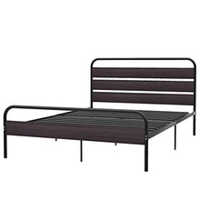 belupai Telaio letto con testiera e pedana in legno, telaio singolo in metallo con grande spazio per adulti, bambini e ragazzi, facile da montare (nero, 140 x 200 cm)