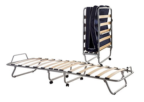 Alessanderx Letto brandina Pieghevole con doghe in Legno e Materasso - 80 x 190 CM
