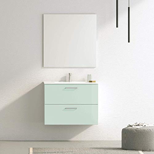Randalsa Mobile Nexo 80 cm | Verde | 81 x 81 x 46 cm | Mobile con 2 cassetti + lavabo in Ceramica